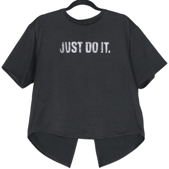 Nike Black Crop Top Tied Back Short Sleeve Small - Picture 2 of 6